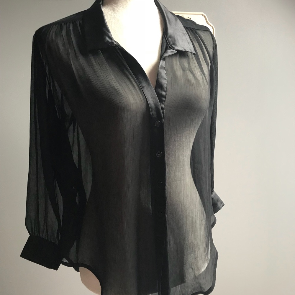 Arden B Sheer Button-down Shirt